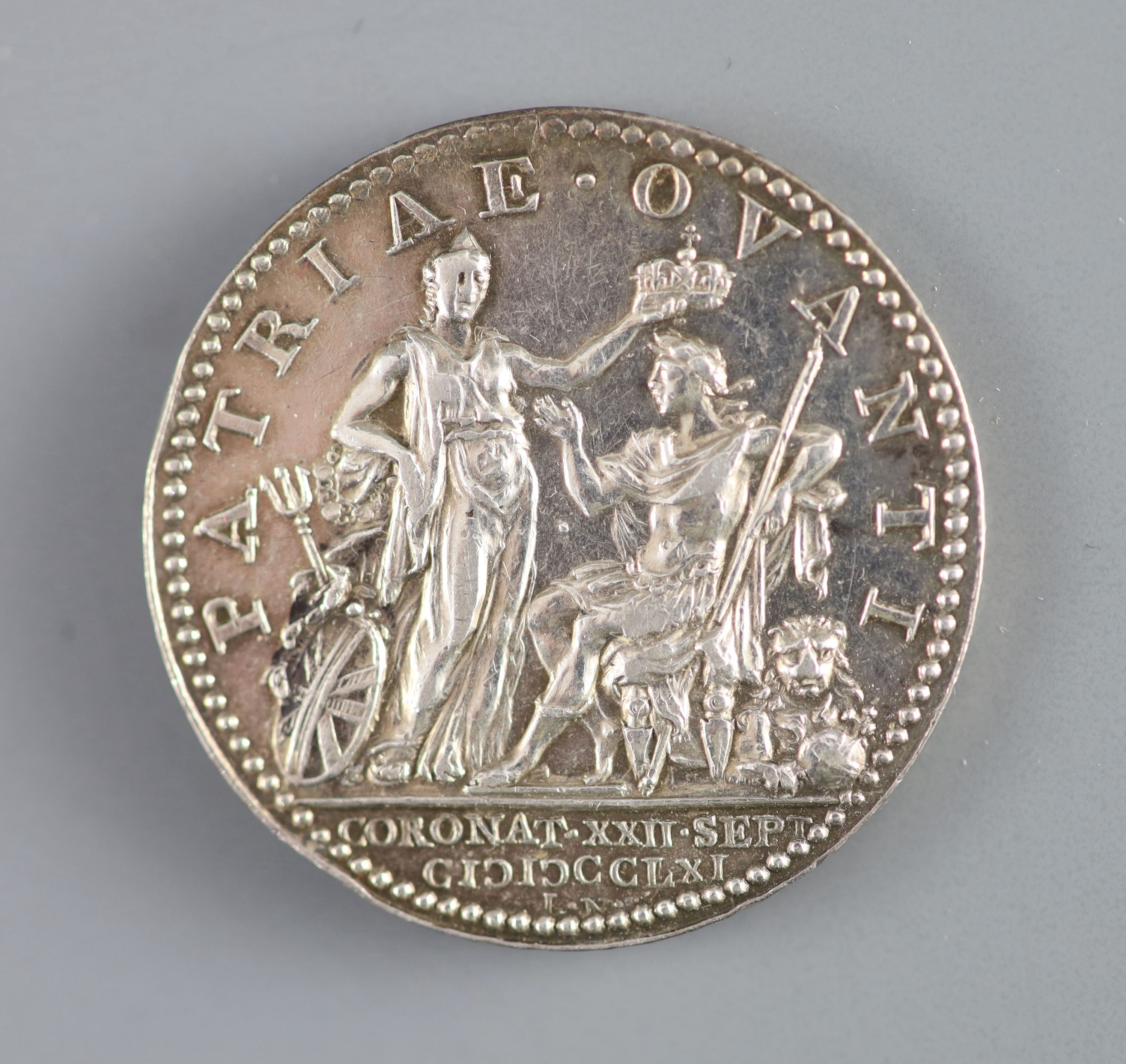 British Medals, George III, Coronation 1761, the official silver medal, by Lorenz Natter, 34mm